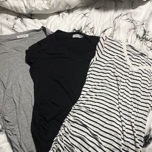 Black, Gray, and Striped Maternity T-Shirts